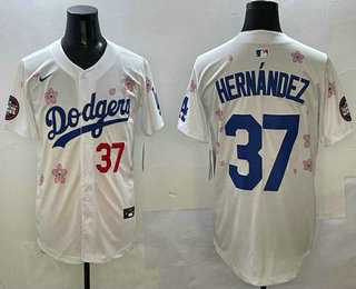 Mens Los Angeles Dodgers #37 Teoscar Hernandez White 2025 Tokyo Series Limited Jersey